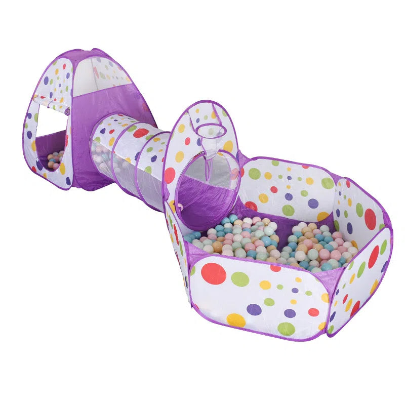 Carpa Túnel Infantil 3 en 1 con Piscina de Pelotas (260 cm)