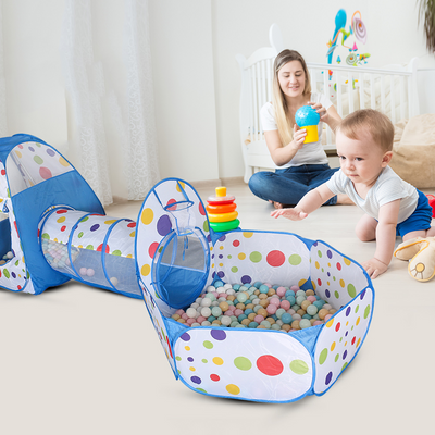 Carpa Túnel Infantil 3 en 1 con Piscina de Pelotas (260 cm)