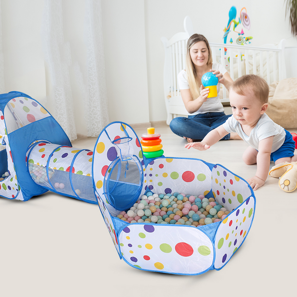 Carpa Túnel Infantil 3 en 1 con Piscina de Pelotas (260 cm)