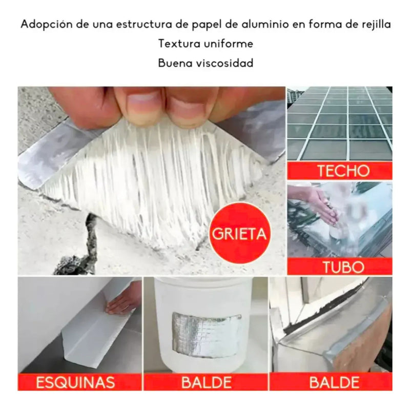 Cinta Tapagoteras de Butilo y Aluminio XL (20cm x 5m) | Sellado Impermeable Inmediato