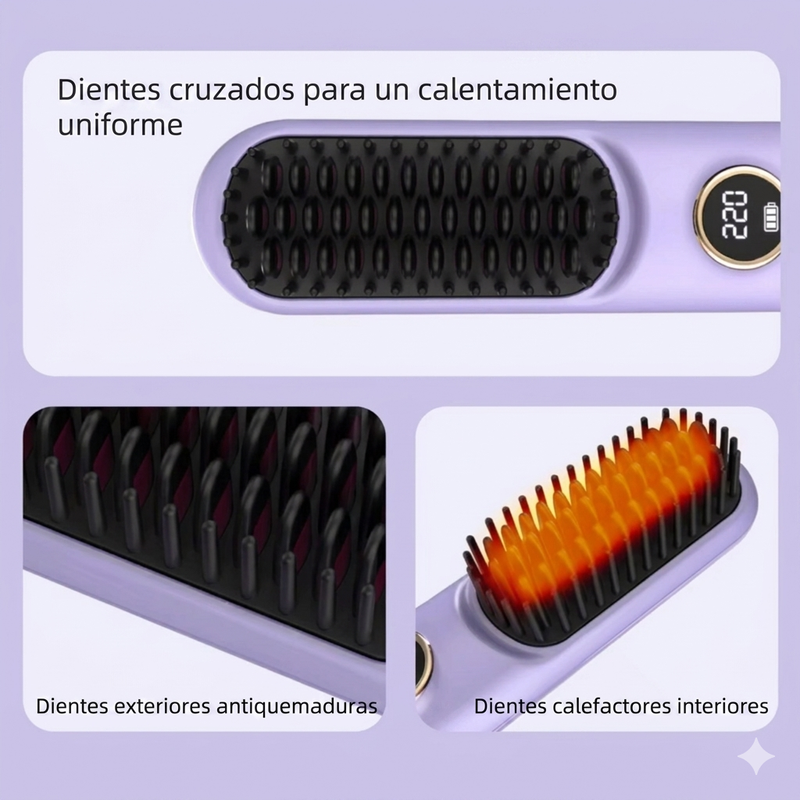 Cepillo Alisador de Cabello Inalámbrico y Portátil | Recargable USB