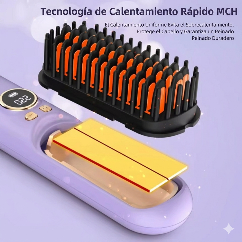 Cepillo Alisador de Cabello Inalámbrico y Portátil | Recargable USB