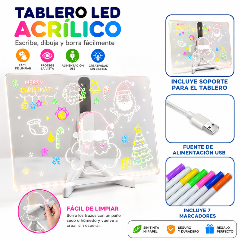 Pizarra LED Mágica Reutilizable | Aprende, Crea y Organiza