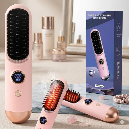 Cepillo Alisador de Cabello Inalámbrico y Portátil | Recargable USB