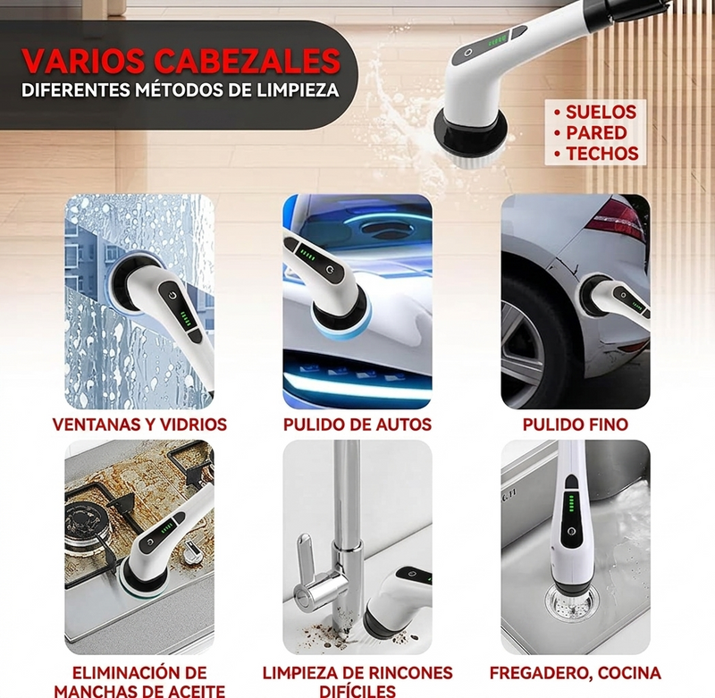 Set de Limpieza Eléctrico Giratorio 7 en 1