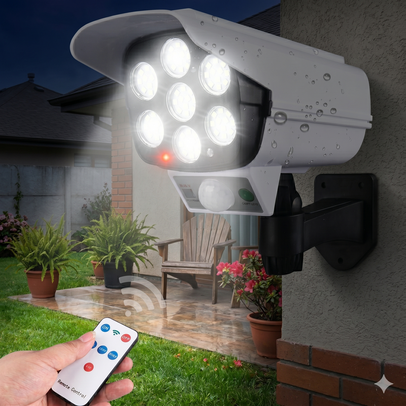Foco Solar LED 360° Tipo Cámara de Seguridad | Iluminación con Sensor de Movimiento