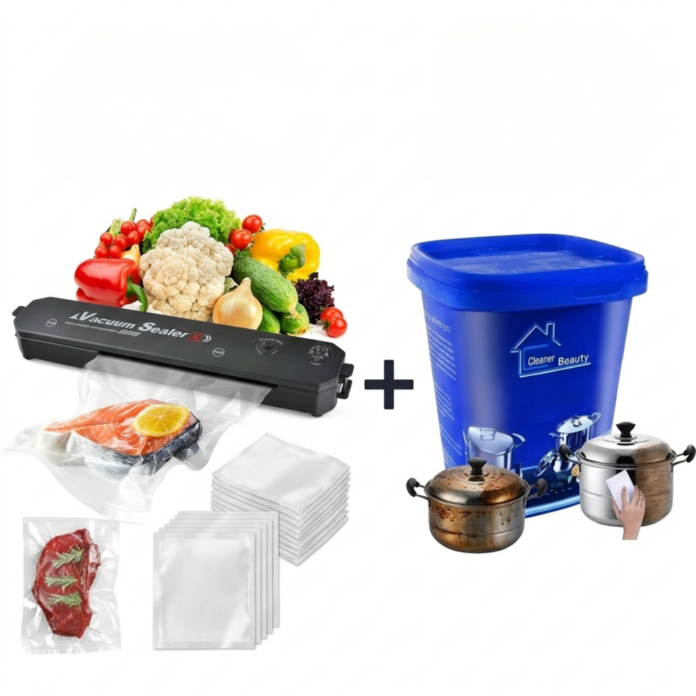 Pack Ahorro y Rescate: Selladora al Vacío Premium + Crema Limpiadora Multiuso (500g)